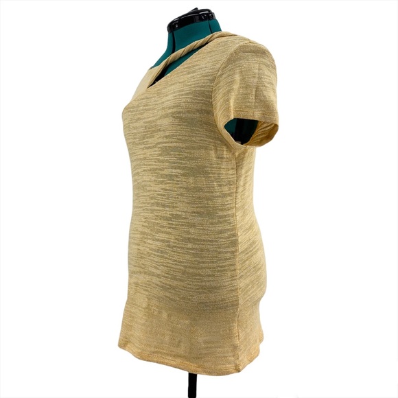 Jones New York Yellow Marled Knit Lightweight Short Sleeve Sweater, Large - Picture 7 of 16